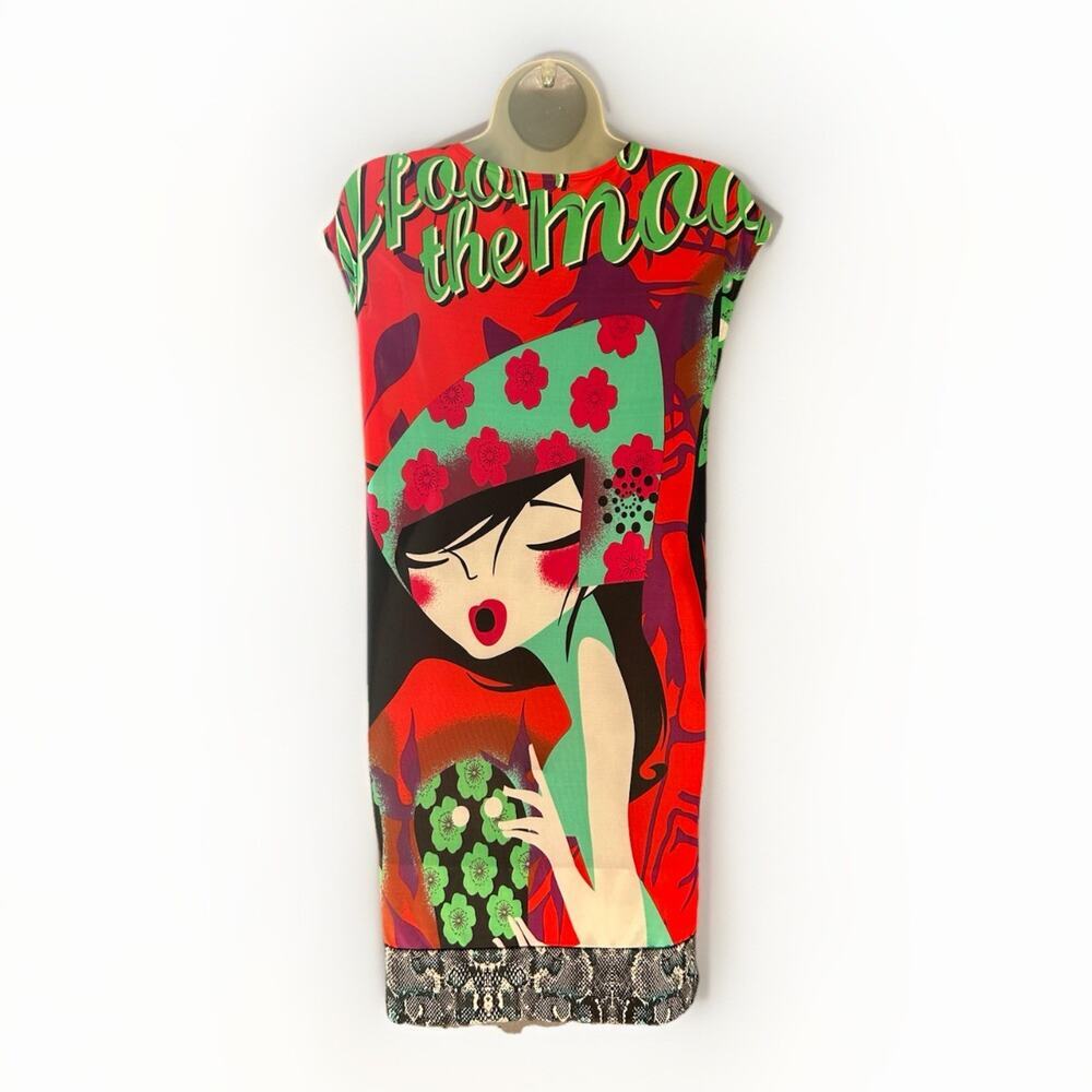 Vintage Just Cavalli Geisha Pop Art Dress Y2K Roberto Cavalli Shift Tunic Sz 4 - Picture 6 of 11